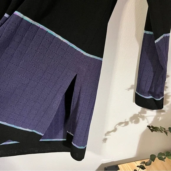 Misook Black Cardigan Blue/Purple Accent Size XS - Picture 4 of 7